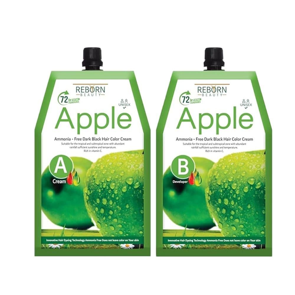 Reborn Beauty Hair Dye Dark Black Cream 500 ml + Developer 500 ml