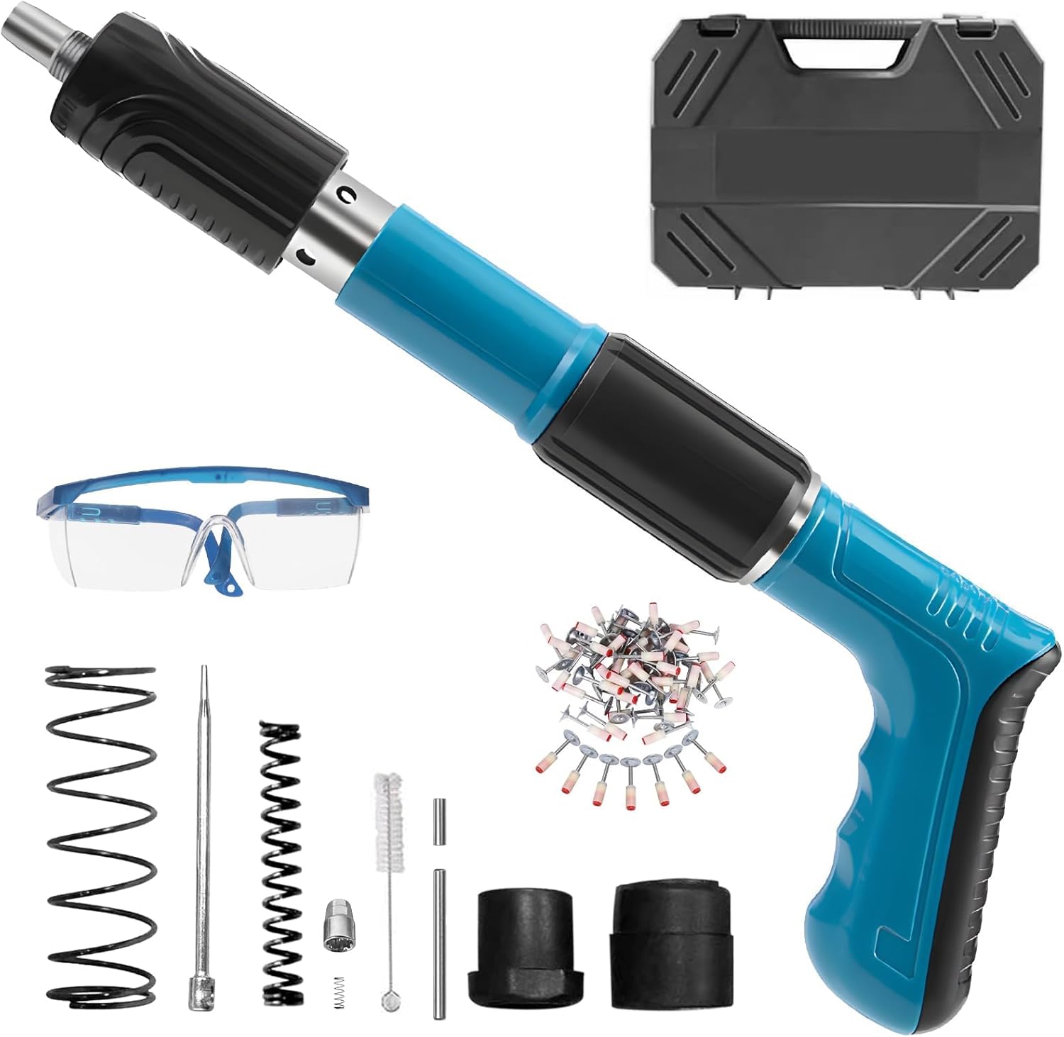 Nail Gun with 50 Nails – Adjustable Force, Compact & Powerful for Concrete, Wood & DIY